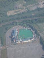 Departing Syracuse over the local ballpark