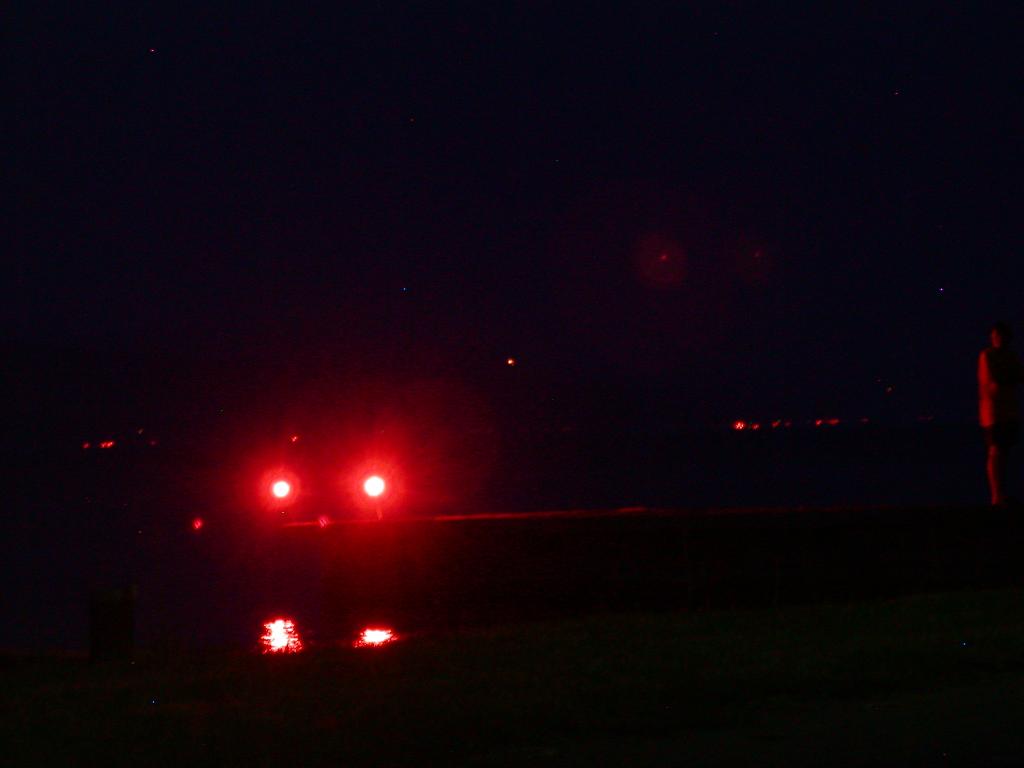 Flares at night on the Lake (to mark the docks, and celebrate)