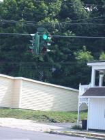 The stop light in the Tipperary Hill neighborhood of Syracuse that's green on top